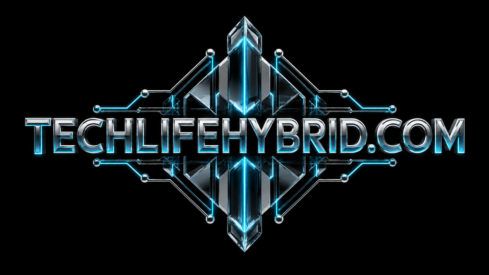 TECHLIFEHYBRID.COM — cyan and silver glossy glass identity